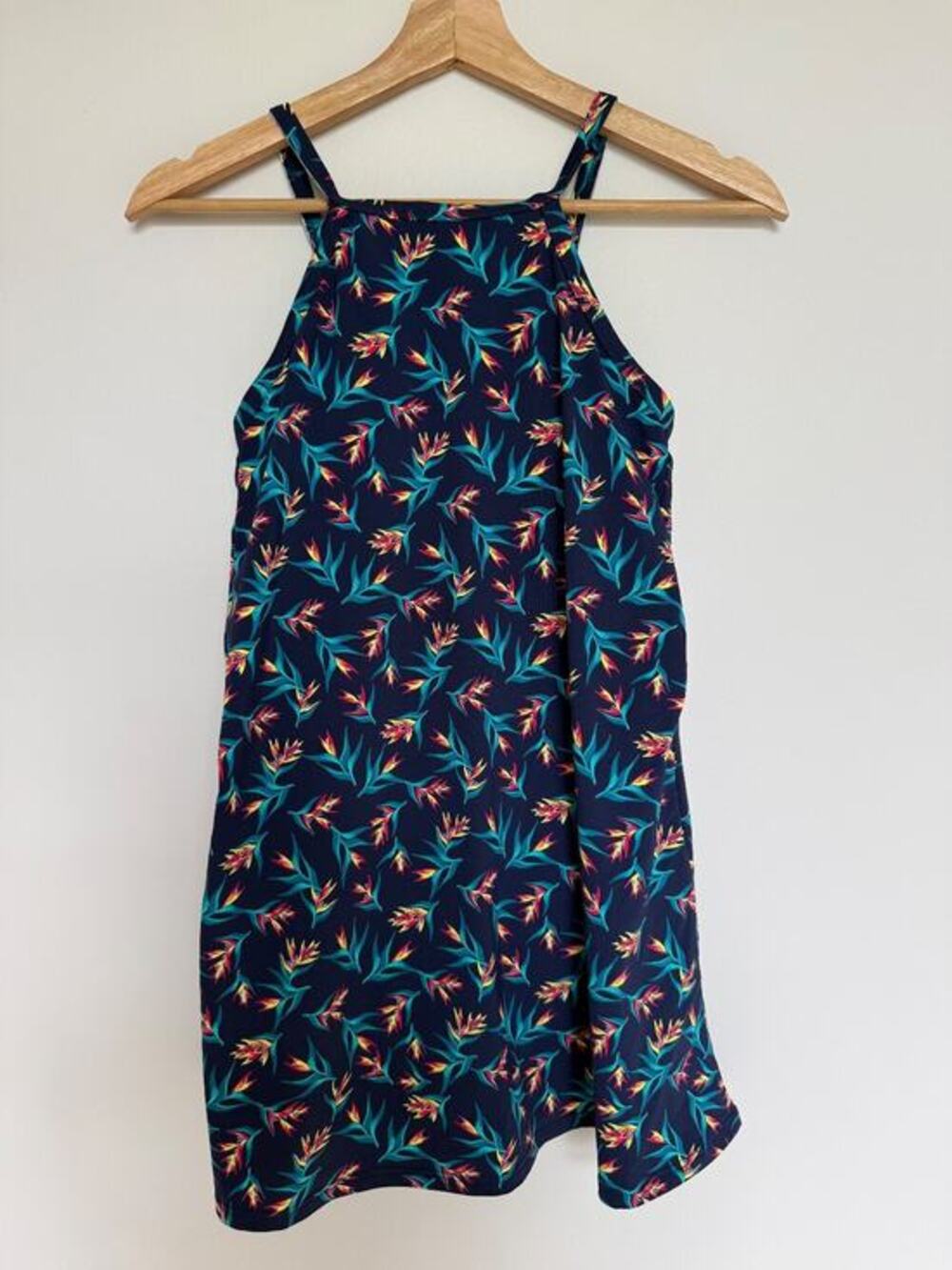 Lands' End Swim Dress Size 2 Tropical Halter Built-In Bra Coastal Resort Wear